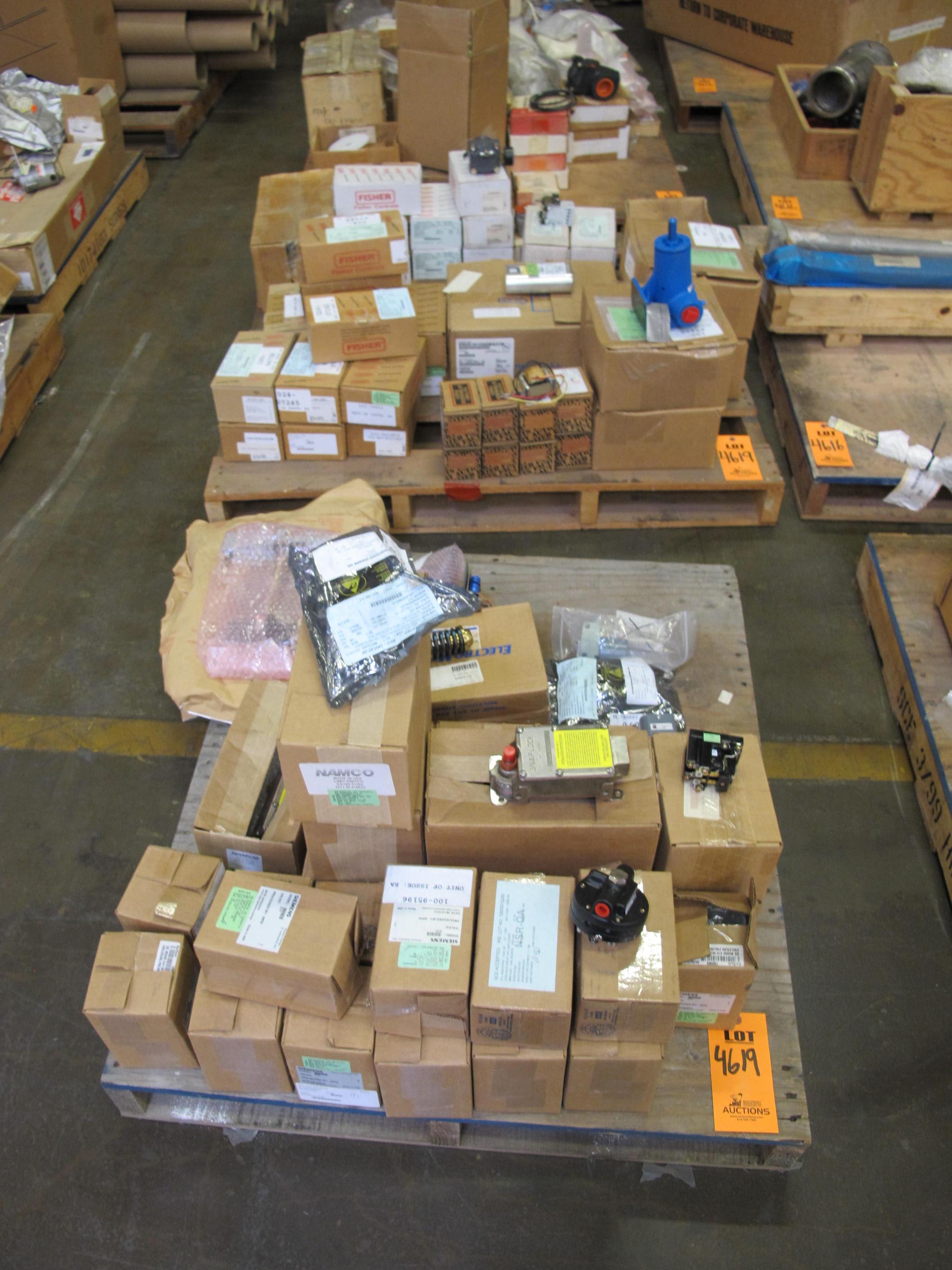 LOT TO INCLUDE: (8) LEVERS, 1-1/2 X 3/4 X 1/4 X 1-3/8 SIZE, OPERATING KIND, BRONZE LEVER W/ STEEL ROLLER MATERIAL. STYLE SLO REFERENCE # D1260CT, ELECTRO-MOTIVE BRIDGE, EXHAUST VALVE ASSEMBLY KIND. SPRING LOADED CONSTRUCTION. (6) EXHAUST VALVE BRIDGE ASSEMBLIES FOR DIESEL ENGINE SETS, (17) SIEMENS RELAYS, STL ENCLOSURE. PNEUMATIC, 100 LB MAXIMUM SUPPLY, 1/4" NPT AIR CONNECTION OPERATE DATA BOOSTER KIND, FOR MODEL 61H HI-VOLUME AIR CONTROL, GA-ELECTRONIC SYSTEMS INC. (2) REGULATED POWER SUPPLIES 12V, (23) FISHER PRESSURE REGULATORS, 250 PSIG MAX INLET PRESSURE, 0-60 PSIG OUTLET PRESSURE, 1/4" FNPT CONNECTION, AIR-SERVICE KIND. SQUARE ADJUSTING SCREW, W/ GAUGE, CELLULOSE FILTER, AND SMART BLEED-OFF OPTION. LOADING & HANDLING FEE $15-4619